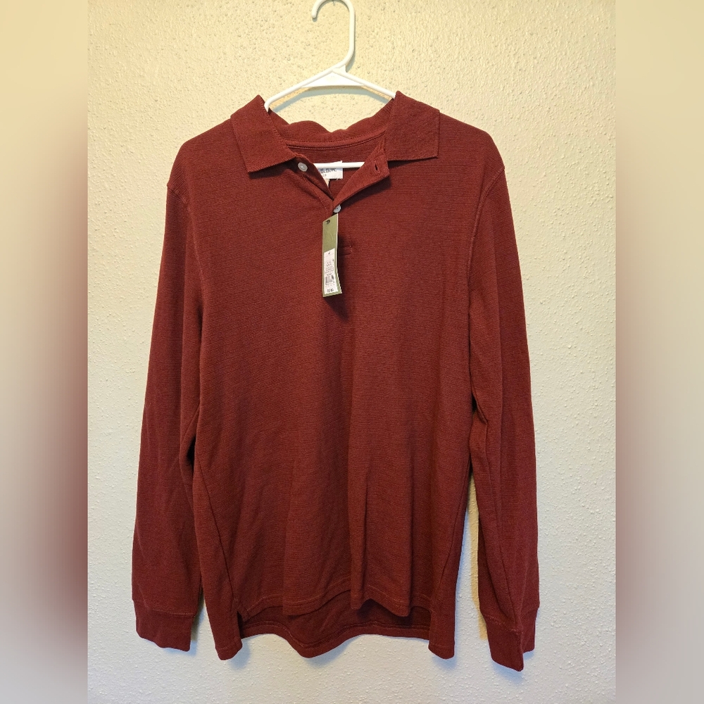 NWT Goodfellow & Co Men's Long-sleeve Polo Shirt Maroon Medium